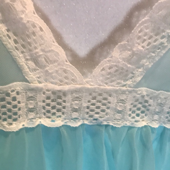 “SLUMBER SUZY” Vintage Blue Chiffon Ladies Nightgown. - Picture 10 of 12